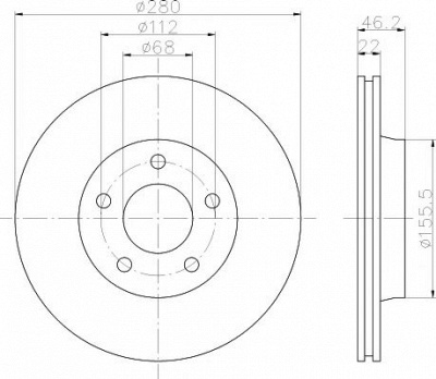 HELLA PAGID 8dd355100571 -  Тормозной диск